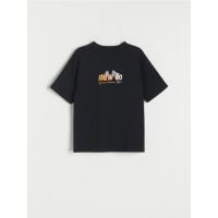 Tricou oversized cu imprimeu - negru