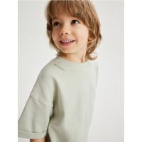 Tricou oversized cu imprimeu - gri deschis