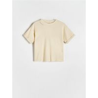 Tricou oversized cu imprimeu - galben-deschis