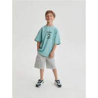Tricou oversized cu imprimeu - verde-menta