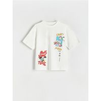 Tricou oversized cu imprimeu - crem