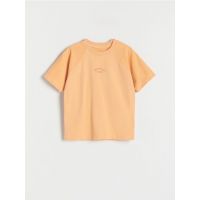 Tricou oversized cu inscriptie - oranj-deschis