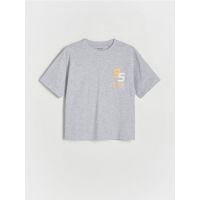 Tricou oversized cu imprimeu - gri deschis