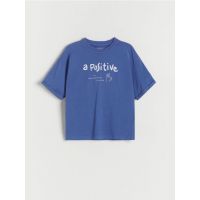 Tricou oversized cu imprimeu - bleumarin