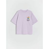 Tricou oversized cu imprimeu - lavand