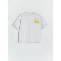 Tricou oversized cu imprimeu - gri deschis