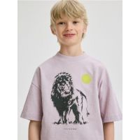 Tricou oversized cu imprimeu - mov