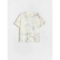 Tricou oversized cu imprimeu - crem