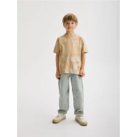 Tricou oversized cu imprimeu - bej