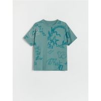 Tricou oversized cu imprimeu - verde