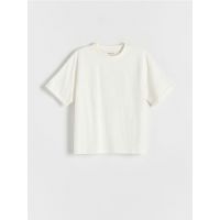 Tricou oversized cu imprimeu - crem