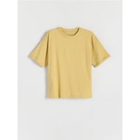 Tricou oversized cu imprimeu - galben-pal