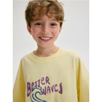 Tricou oversized cu imprimeu - galben