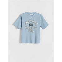 Tricou oversized cu imprimeu - albastru-pal