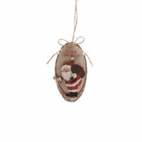 Ornament de agatat Mos Craciun pe trunchi, cu sac, 6x13 cm