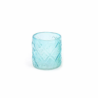 Suport candela lumanare IN VETRO, albastru deschis transparent, 8x9 cm