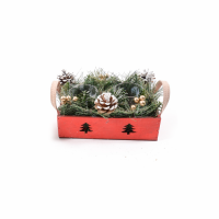 Aranjament Craciun cu 2 suporturi pentru candela, rosu, 18x13x10 cm