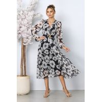 Rochie eleganta Ingrid Floral Bicolora