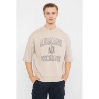 Bluza sport cu maneci scurte si imprimeu logo supradimensionat