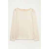 Bluza cu decolteu rotund si aspect satinat