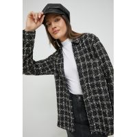 Abercrombie & Fitch camasa din lana femei, culoarea negru, cu guler clasic, regular