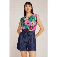 Bluza cu model floral si maneci tip aripioara