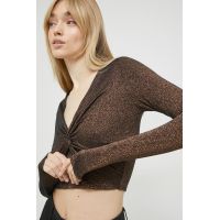 Abercrombie & Fitch longsleeve femei, culoarea auriu