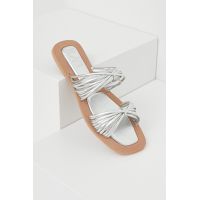 Answear Lab slapi de piele Femei, culoarea argintiu