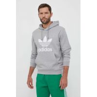 adidas Originals hanorac de bumbac barbati, culoarea gri, cu glugă, modelator
