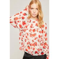 Bluza cu imprimeu abstract si maneci raglan