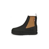 Ghete Chelsea din piele cu talpa flatform si segmente din material textil Mayze