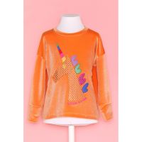Bluza cu maneci cazute si aspect catifelat