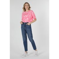 Blugi mom fit cu talie inalta