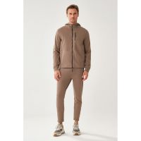 Pantaloni sport crop cu buzunare laterale cu fermoar