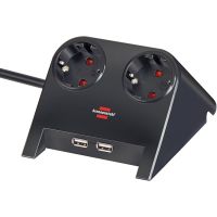 Prelungitor Brennenstuhl 157748, 2 prize, 2 USB, 1.8m, Negru
