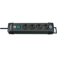 Prelungitor Brennenstuhl Premium-Line 154781, Intrerupator, 4 prize Schuko, 1.8m, Negru