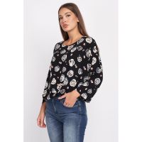 Bluza cu decolteu rotund si imprimeu