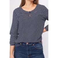 Bluza cu model in carouri si decolteu rotund