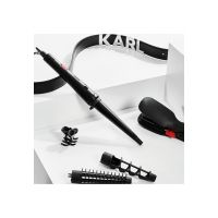 Aparat de coafat x Karl Lagerfeld Infinite Looks - 9 accesorii - invelis ceramic - placa 2 in 1 pentru creponat/indreptat - geanta pentru transport - manusa de protectie - 48 W - varf rece - negru/rosu
