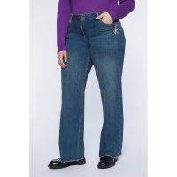 Blugi bootcut cu talie inalta