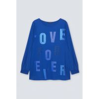 Bluza cu model text si aplicatii cu strasuri