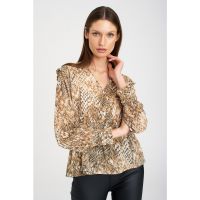 Bluza cu animal print si talie elastica