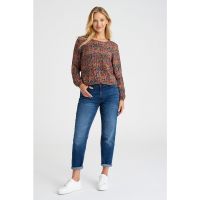 Bluza cu decolteu rotund si imprimeu floral
