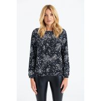 Bluza cu decolteu rotund si imprimeu