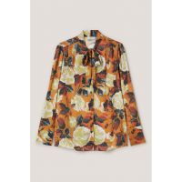 Bluza cu model floral si funda din panglici
