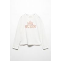 Bluza de bumbac cu broderie text Queen