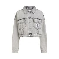 Jaacheta crop de denim cu nasturi