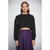Bluza crop cu paiete