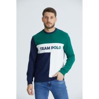 Bluza de trening cu decolteu la baza gatului si model colorblock Fiesta