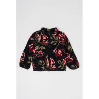 Bluza de trening cu model floral si fenta cu fermoar